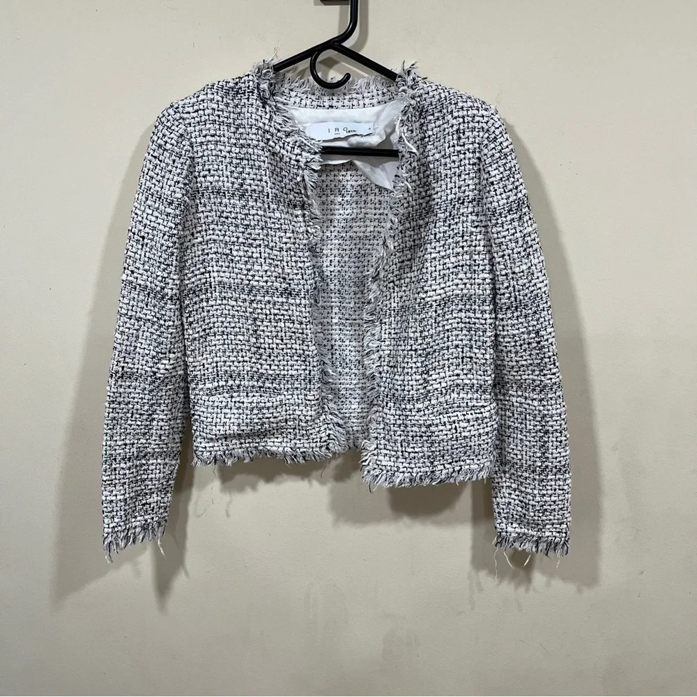 EUC IRO Unplug Metallic Tweed Jacket size 36 blazer career professional
